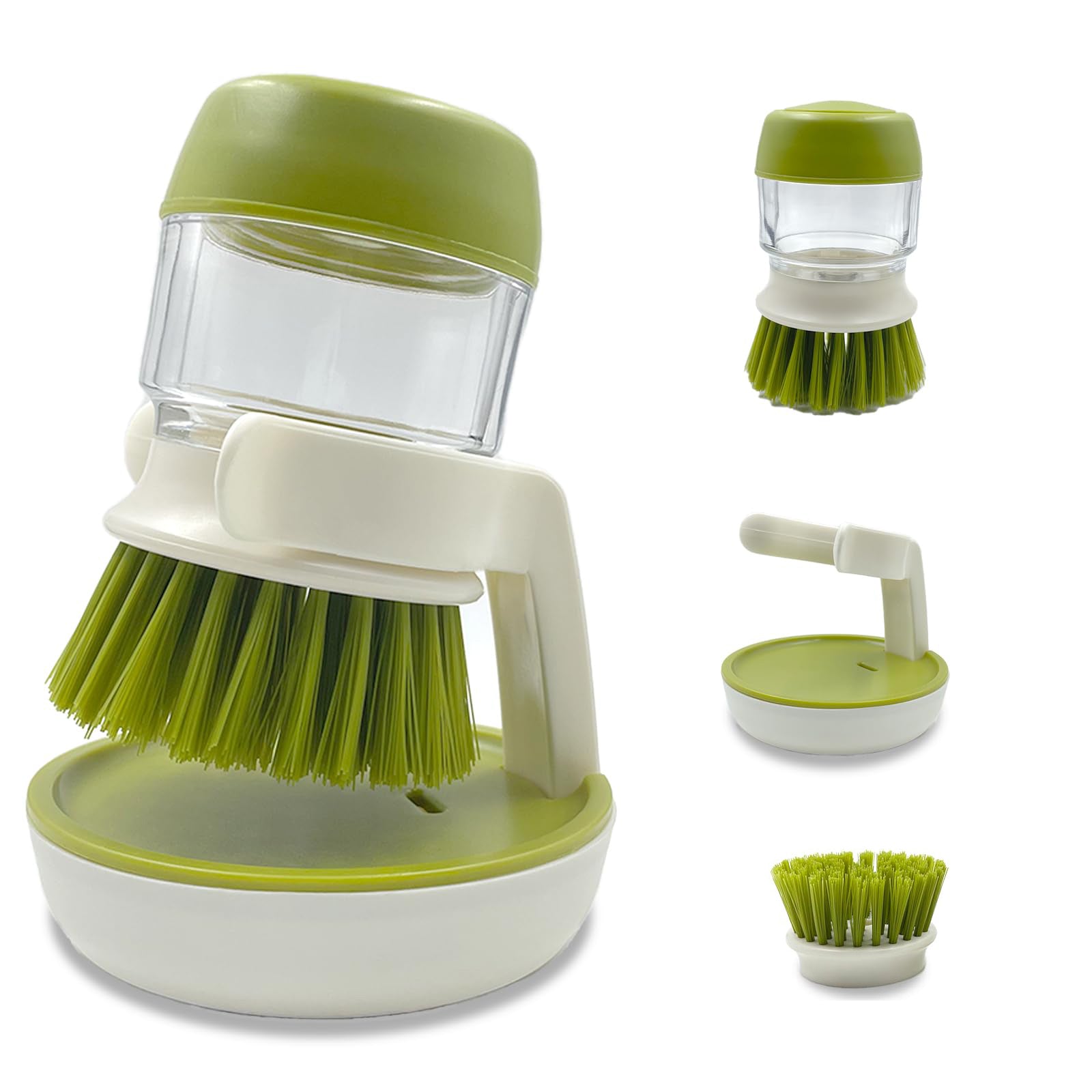 Soap Dispensing Dish & Pot Brush with Stand