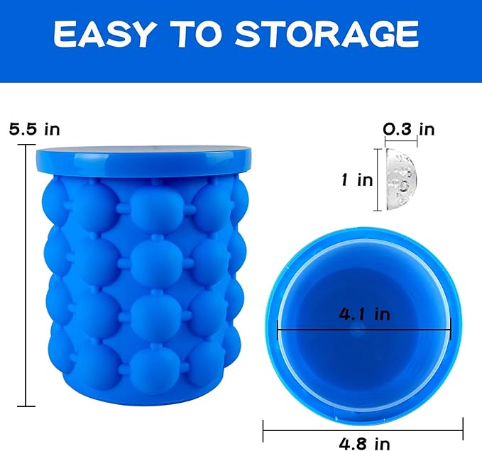 Ice Cube Mold, Silicone Ice Bucket Ice Cup with Lid (2 in 1)