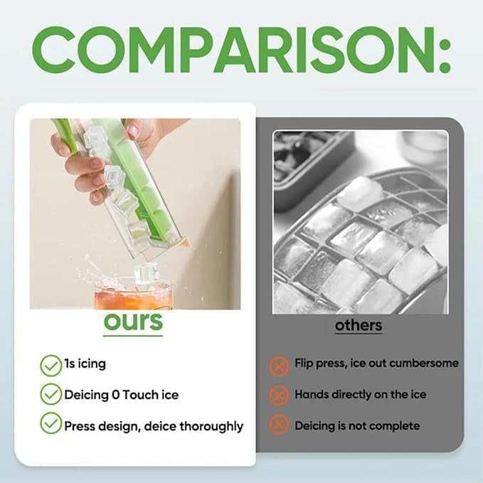 One-Press Ice Cube Maker – Easy Release Ice Tray with Lid