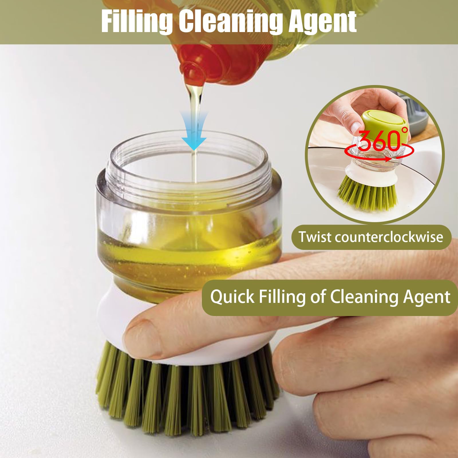 Soap Dispensing Dish & Pot Brush with Stand