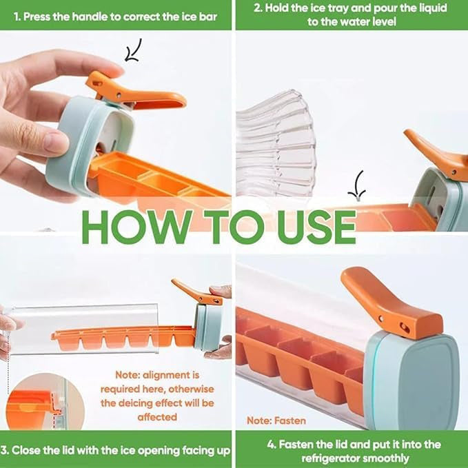 One-Press Ice Cube Maker – Easy Release Ice Tray with Lid