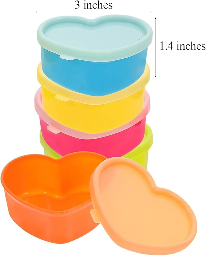 5 Pieces Heart Shaped Condiment Containers with Lids