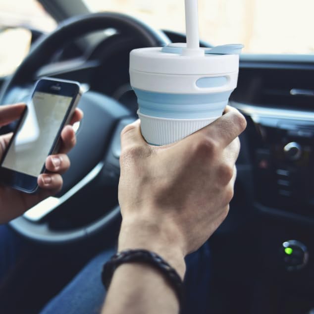 Silicone Collapsible Travel Mug Blue 15oz / 450ml