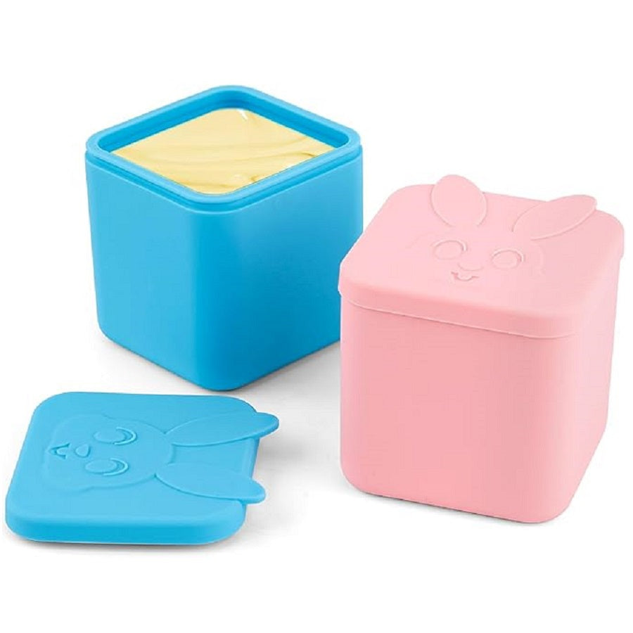 2pcs Silicone Condiment Containers with Lids (Pink, Blue)