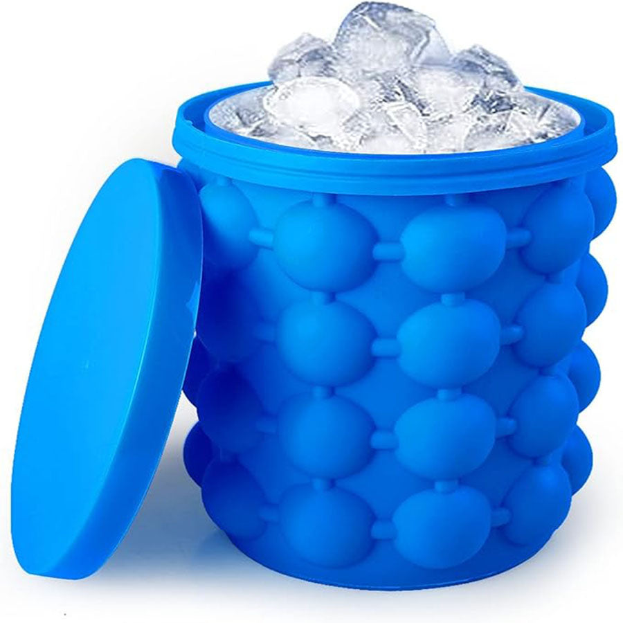 Ice Cube Mold, Silicone Ice Bucket Ice Cup with Lid (2 in 1)