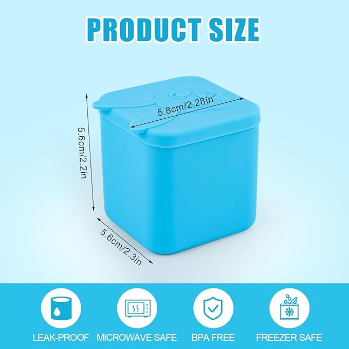 2pcs Silicone Condiment Containers with Lids (Pink, Blue)