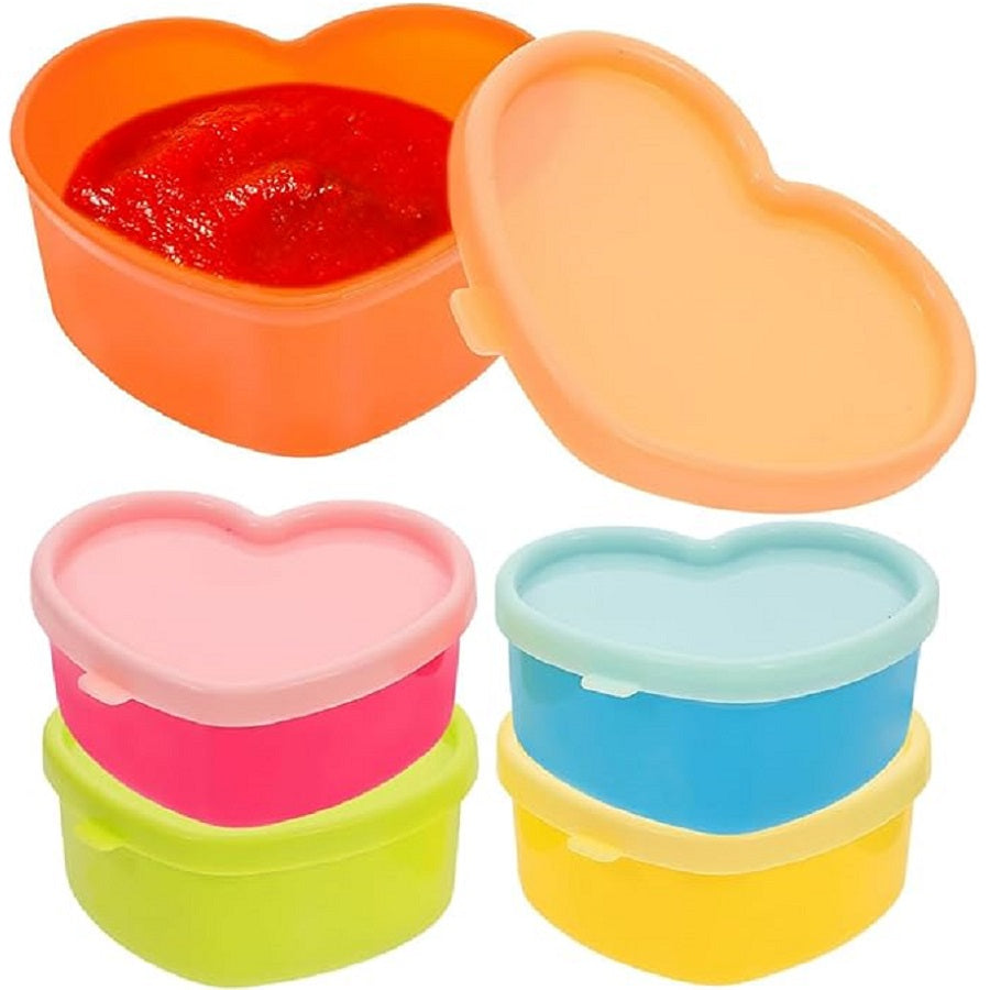5 Pieces Heart Shaped Condiment Containers with Lids