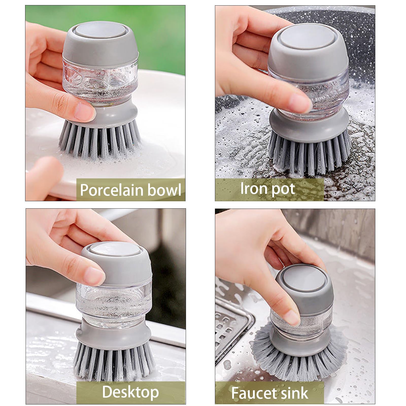 Soap Dispensing Dish & Pot Brush with Stand