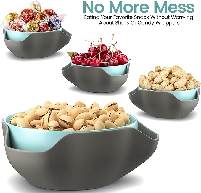 Pistachio Bowl - Double Dish Serving Bowl with Shell Storage