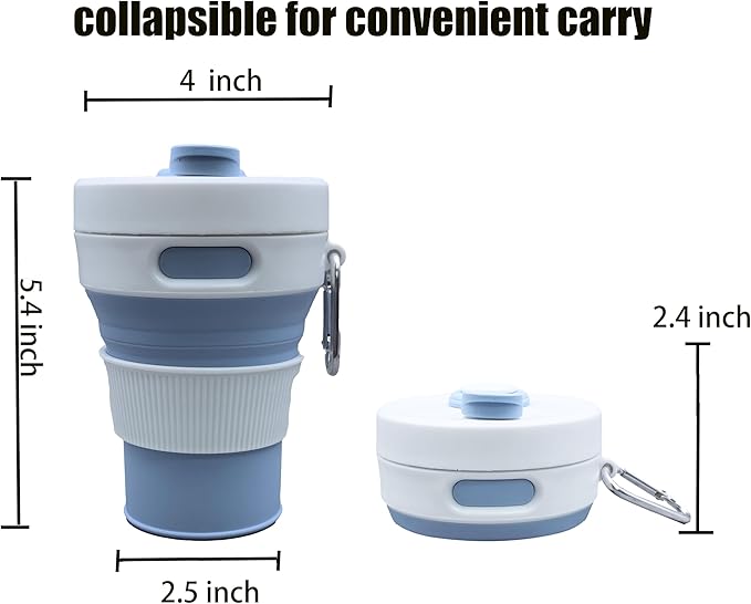 Silicone Collapsible Travel Mug Blue 15oz / 450ml