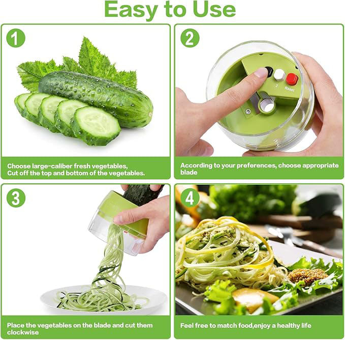 Handheld Spiralizer Vegetable Slicer, 4 in 1