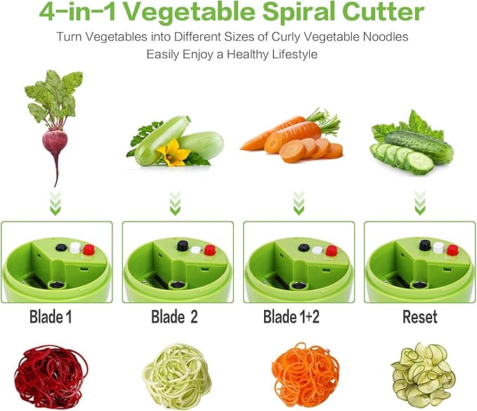 Handheld Spiralizer Vegetable Slicer, 4 in 1