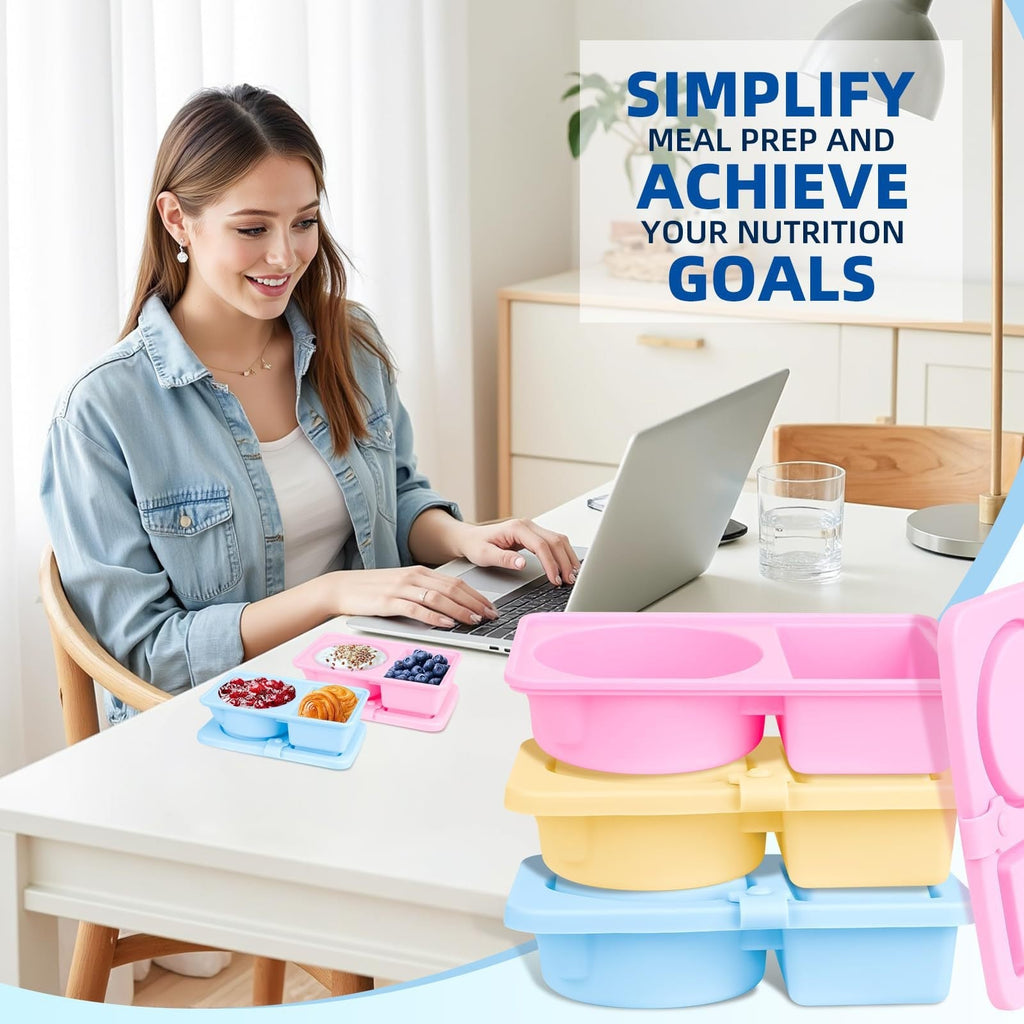 3 Pack Silicone Reusable Snack Containers with Lids