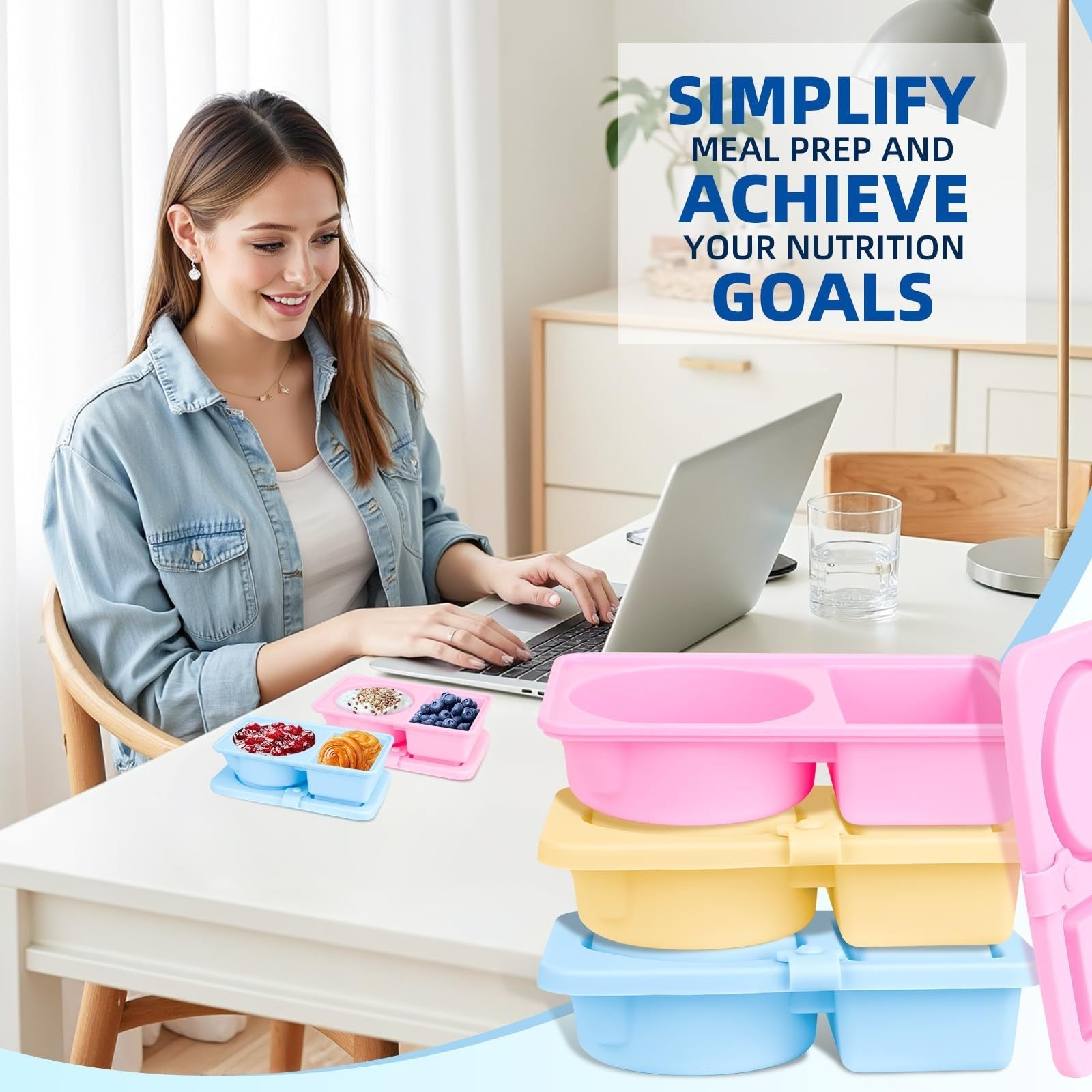 3 Pack Silicone Reusable Snack Containers with Lids