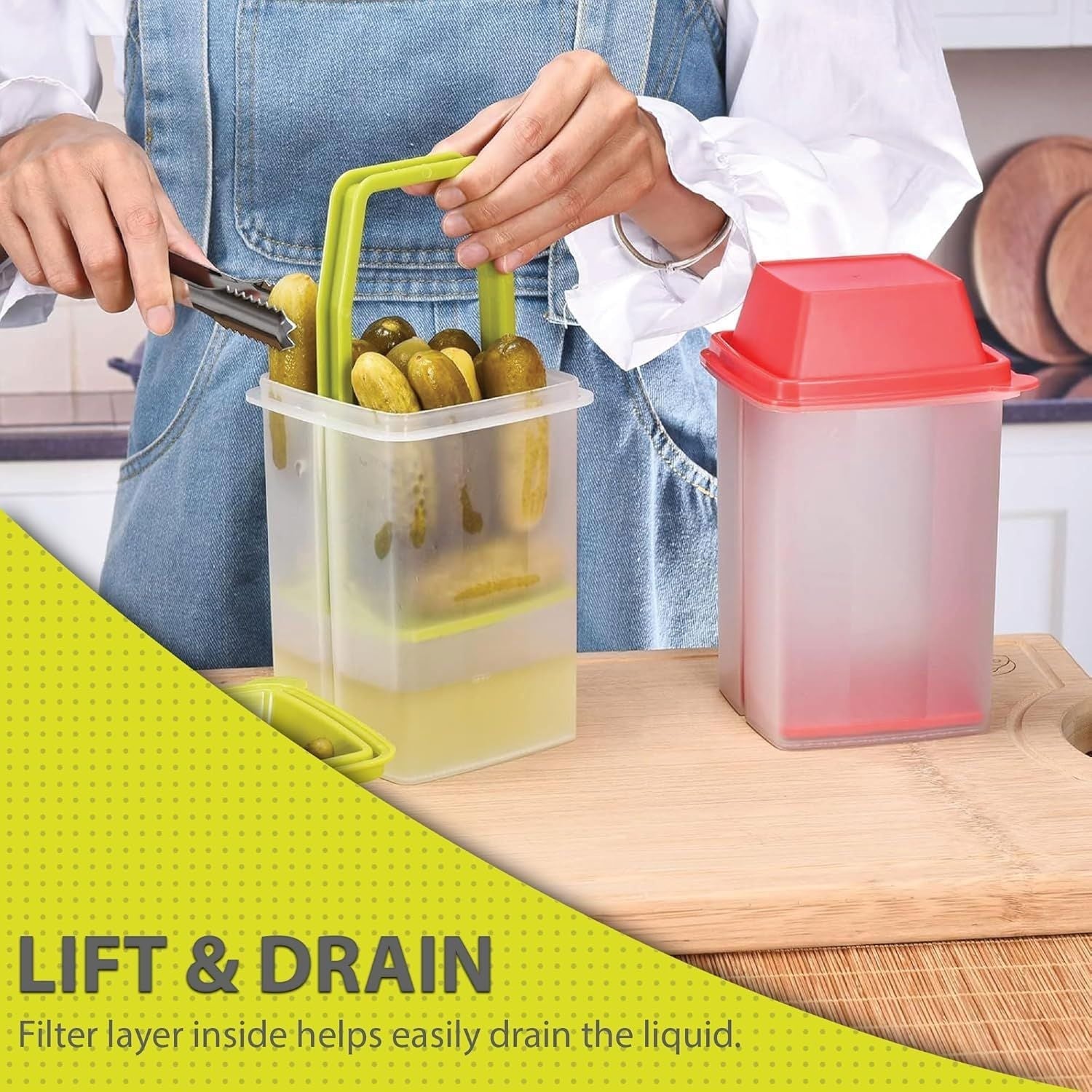 Pickle Jar with Strainer Insert